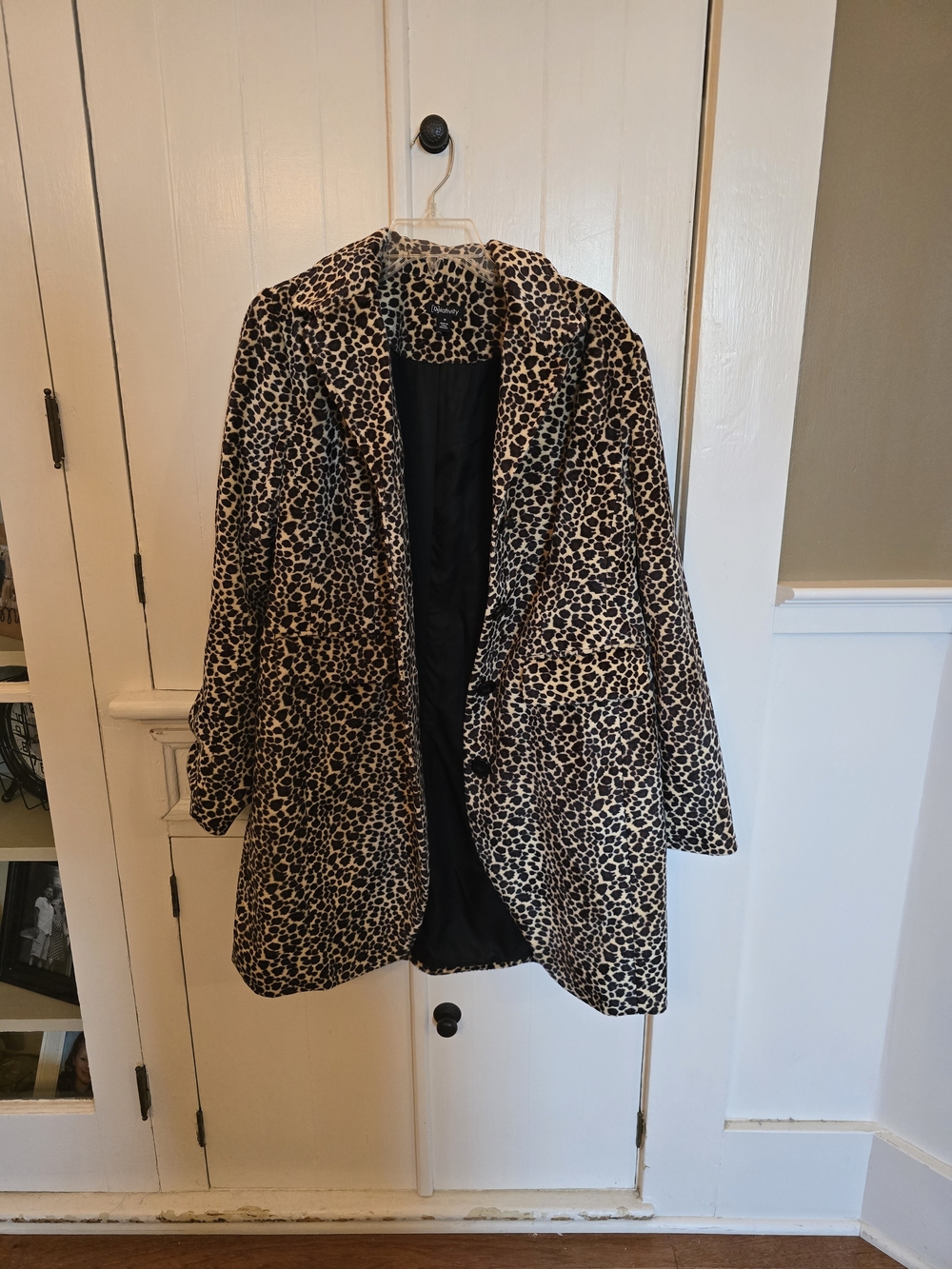 Relativity Leopard Print Peacoat in Black and Cream